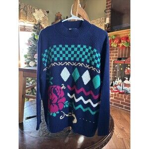 Cricket Lane CREWNECK Sweater Womens Size LARGE Lurex Vintage